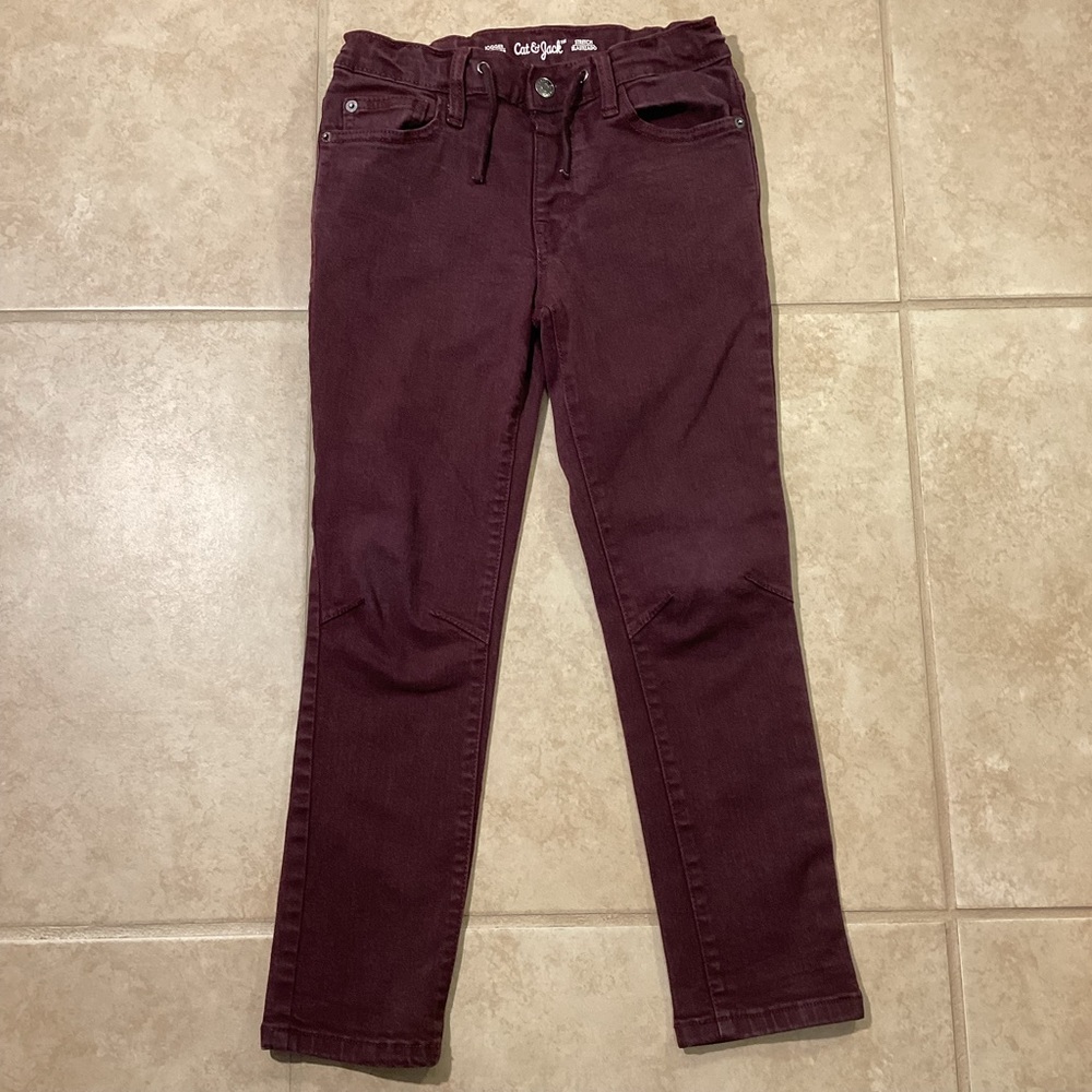 Cat and Jack Maroon Stretch Denim Jogger Kids Size 8